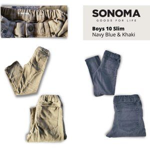 Sonoma Pants- 2 pairs. (1) Khaki and (1) Navy Blue pants. Size 10 Slim.